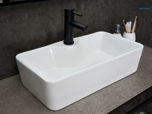 Раковина керамическая Gid Geométrico 51202 60х30 накладная цвет белый 1 отверстие под смеситель - фото 2