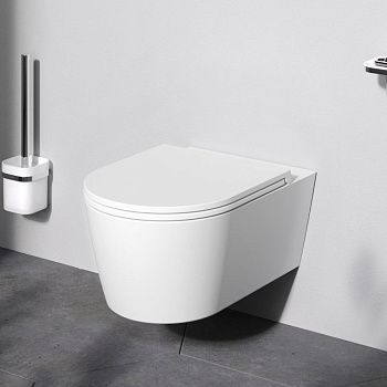 Унитаз подвесной Am.Pm Func C8F1701MWSC белый с сиденьем микролифт безободковый каскадный смыв