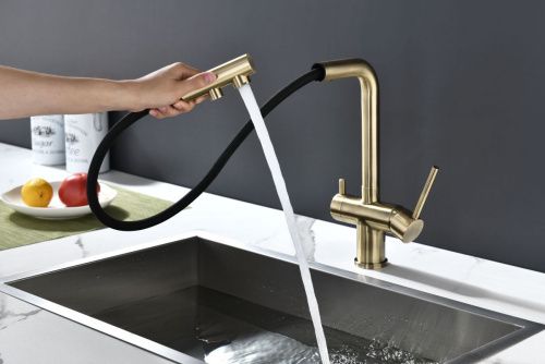 Смеситель для кухни Paulmark SERPENTINE Se213222-BR на мойку бронза - фото 4