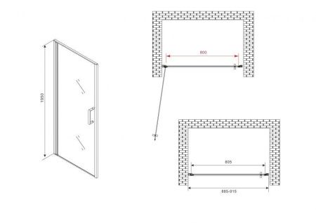 Душевая дверь Abber Sonnenstrand AG04090 90х195 стекло прозрачное профиль хром