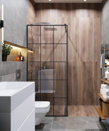 Душевой уголок Cerutti SPA MUZA T80 100х80 стекло с рисунком профиль черный без поддона - фото 2