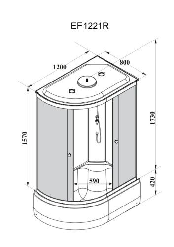 Душевая кабина Parly Effect EF1221R 120х80 асимметричная с крышей ориентация левая - фото 3