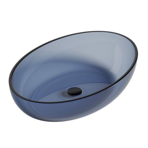 Раковина из полиэфирной смолы Abber Kristall AT2801Saphir 60х40 накладная цвет синий без отверстий под смеситель - фото 5