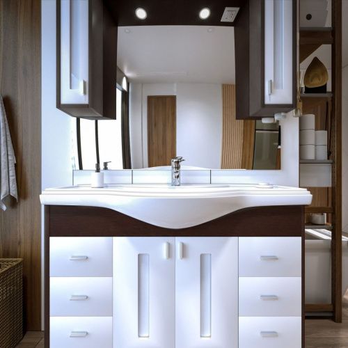 Зеркало-шкаф Бриклаер Бали 4627125411809 120х80 подвесной цвет белый/коричневый - фото 5