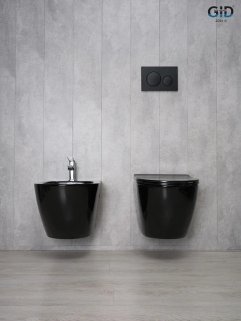 Унитаз подвесной Gid Convexo 62204Y черный с сиденьем микролифт безободковый смыв торнадо