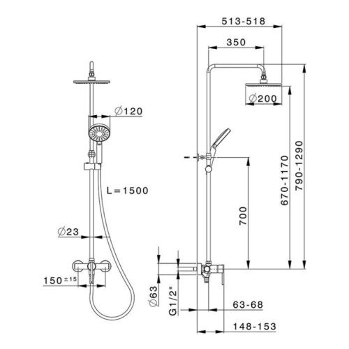 Душевая стойка Huber Valencia TTH0402121 Акция настенная цвет хром - фото 2