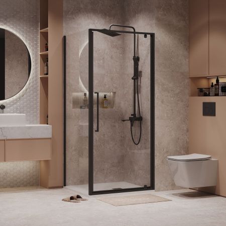 Душевой уголок Niagara Nova NG-85-10AB-A90B-34 100х90 стекло прозрачное профиль черный без поддона