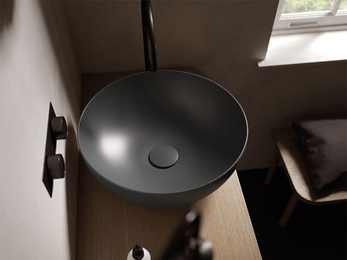 Раковина из сантехнического фаянса Hatria HAPPY HOUR A0Y1VF08 40х40 накладная цвет серый - фото 2