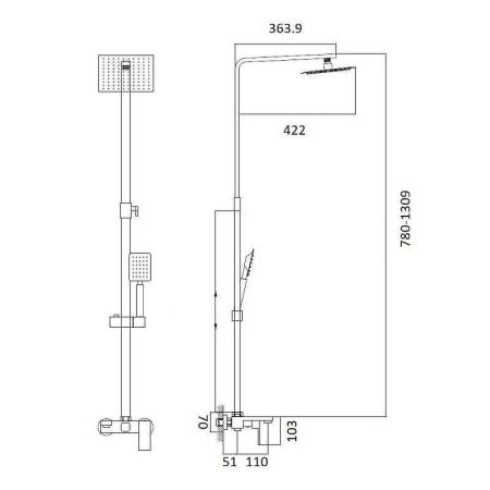 Душевая стойка D-Lin H10A24 настенная цвет черный