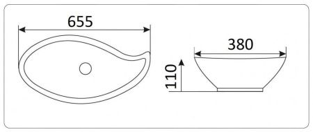 Раковина из сантехнического фаянса CeramaLux 9052 70х40 накладная цвет белый без отверстий под смеситель
