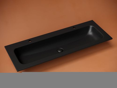 Раковина из сантехнического фарфора Ceramica Nova GRACE CN7016MB 120х50 накладная цвет черный 2 отверстия под смеситель - фото 2