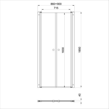 Душевая дверь Тритон Дабл Щ0000036861 90х185 стекло прозрачное профиль хром