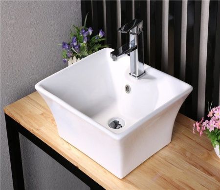 Раковина из сантехнического фаянса CeramaLux 9108 50х40 накладная цвет белый 1 отверстие под смеситель