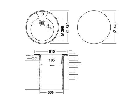 Кухонная мойка Ukinox Фаворит FAP510 -GT8K 0C 50х50 цвет хром поверхность полированная