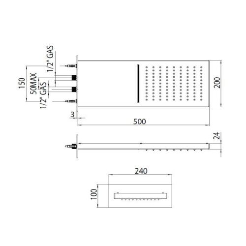 Верхний душ Bossini Manhattan I00570.073 черный - фото 2
