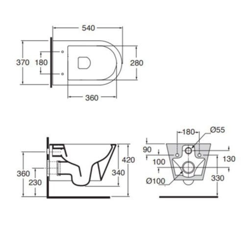 Чаша унитаза подвесная Azzurra FORMA FMVKSPE00000BI цвет белый без сиденья безободковая душевой смыв - фото 2