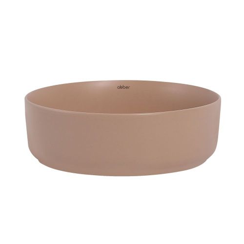 Раковина из сантехнического фаянса Abber BEQUEM AC2108MBB 40х40 накладная цвет бежевый без отверстий под смеситель - фото 2