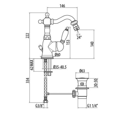 Смеситель Gattoni Orta 2751/27C0 OLD на биде хром - фото 2