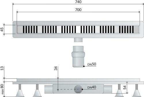 Душевой лоток OMP Tea Basicflow 4943.976.8 хром - фото 2