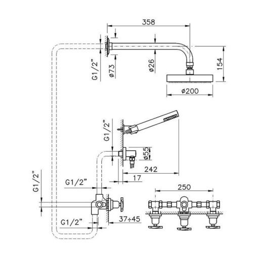 Душевой гарнитур Nicolazzi Monte Croce 2233EXTCR27 настенный хром - фото 2