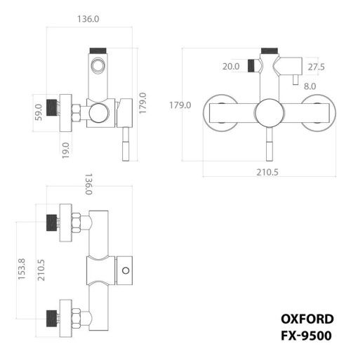 Душевая стойка Fixsen FX-9500B настенная цвет черный - фото 4