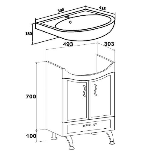 Тумба под раковину Runo Севилья 00000000792 50х30 напольная цвет белый - фото 4