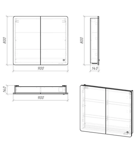 Зеркало-шкаф Grossman Адель 209004 90х80 подвесной цвет белый - фото 3
