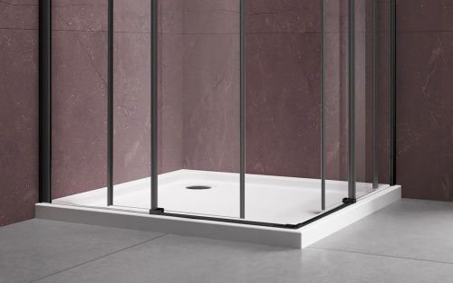 Душевой уголок Vincea Dice VSS-4D100CLB 100х100 стекло прозрачное профиль черный без поддона - фото 3