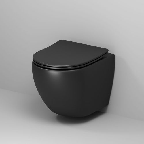 Унитаз подвесной Grossman Color GR-4455BMS черный с сиденьем микролифт безободковый каскадный смыв - фото 2