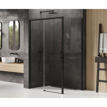 Душевой уголок New Trendy PRIME Black D-0320A/D-0129B 120х90 стекло прозрачное профиль черный без поддона