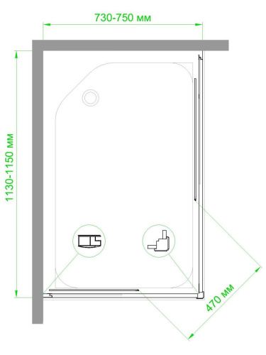 Душевой уголок Royal Bath HPD RB75115HPD-T 115х75 стекло прозрачное профиль белый без поддона - фото 4