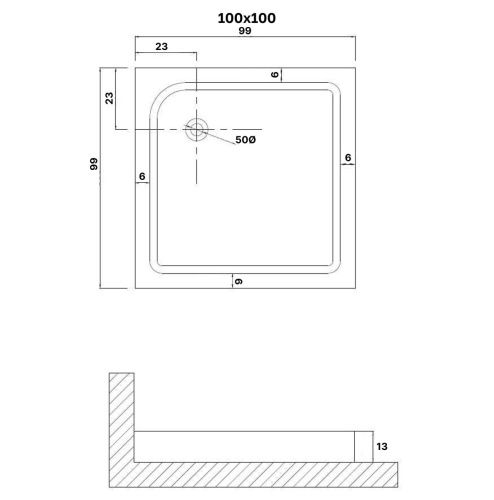 Душевой поддон из ABS-пластика Niagara Eco NG-P1010-14Q 100х100 белый с ножками - фото 2