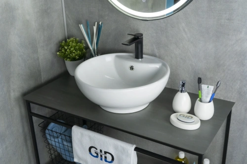 Раковина керамическая Gid Esfera 51101 50х50 накладная цвет белый 1 отверстие под смеситель - фото 5