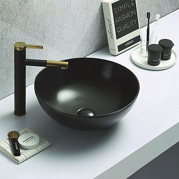 Раковина керамическая Art&Max AM-104-MB 40х40 накладная цвет черный