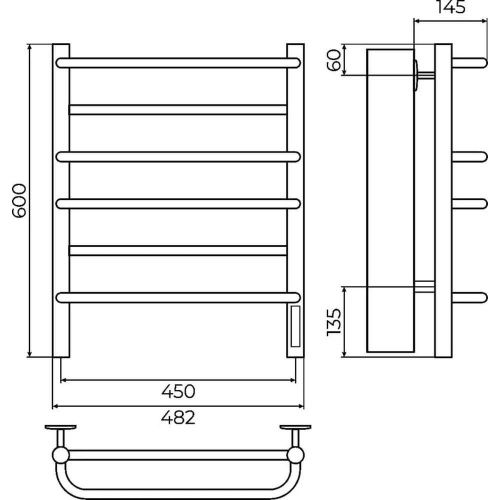 Полотенцесушитель электрический Terminus 4670078557049 50х60 черный - фото 3