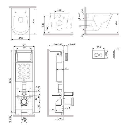 Комплект унитаз с инсталляцией с клавишей смыва Am.Pm Sense IS110138.741701 - фото 3