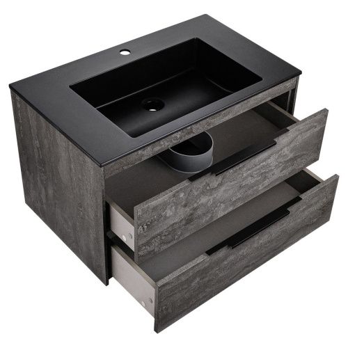 Тумба под раковину Vincea Chiara 2D VMC-2C2800GS 80х50 подвесная цвет серый - фото 3