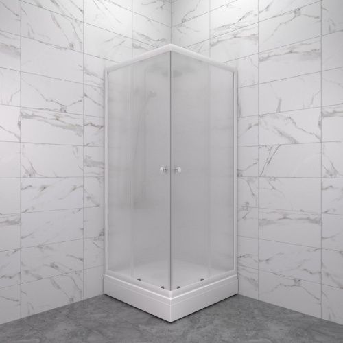 Душевой уголок Тритон Стандарт Щ0000071051 80х80 стекло матовое профиль белый с поддоном - фото 5