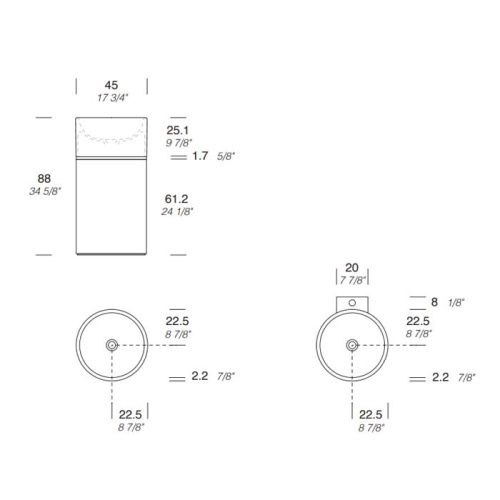 Раковина керамическая Milldue ROMA 2016.B 50 см напольная цвет белый без отверстий под смеситель - фото 2