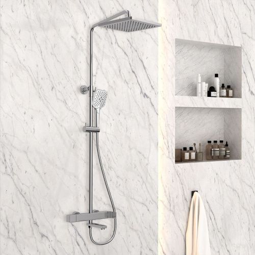 Душевая стойка Vincea Cube VSFS-1C1CH настенная цвет хром с термостатом