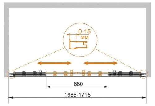 Душевая дверь Cezares PRATICO PRATICO-BF-2-170-P-Cr 170х185 стекло рифленое профиль хром - фото 2