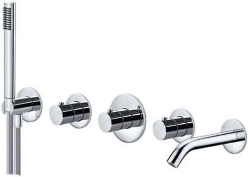 Смеситель для ванны с душем Paffoni Modular Box MDE001ST настенный нержавеющая сталь с термостатом