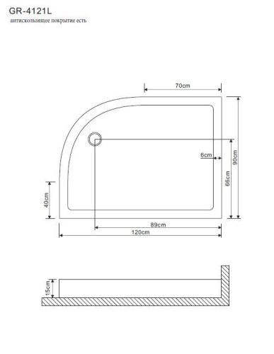 Душевой поддон Grossman GR-41210920L 120х90 акрил белый - фото 2