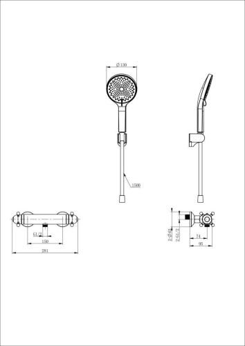 Смеситель для душа Wonzon & Woghand WW-B2048-A-CR настенный хром с термостатом - фото 2