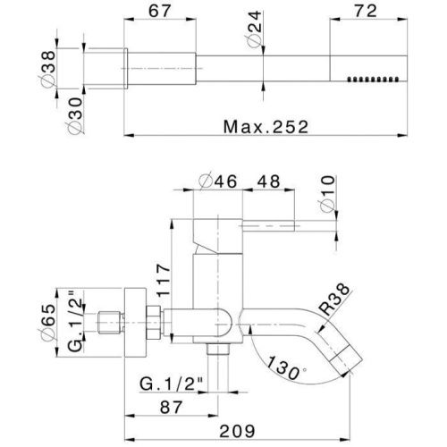 Смеситель для ванны Cisal Xion XI000124D1 настенный нержавеющая сталь - фото 2
