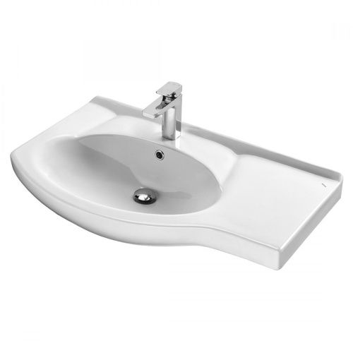 Раковина из сантехнического фарфора Santek Коралл 1WH110228 80х50 встраиваемая цвет белый 1 отверстие под смеситель - фото 3