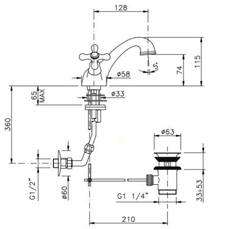 Смеситель Nicolazzi Nuova Brenta 2532BZ на раковину бронза