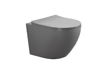 Унитаз подвесной Aquatek ЕВРОПА AQ1901-MG серый с сиденьем микролифт безободковый каскадный смыв