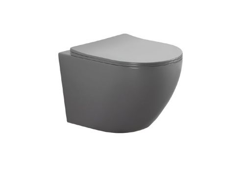 Унитаз подвесной Aquatek ЕВРОПА AQ1901-MG серый с сиденьем микролифт безободковый каскадный смыв