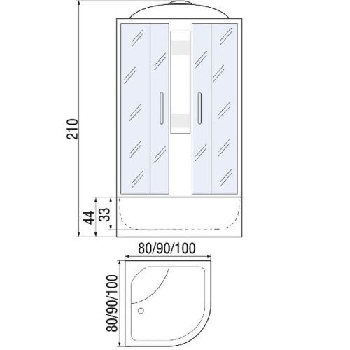Душевая кабина River NARA 10000002324 100х100 четверть круга с крышей ориентация универсальная - фото 4